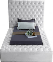 Bliss Velvet Twin Bed (3 Boxes) White - Gate FurnitureTwin Bed