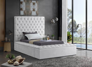 Bliss Velvet Twin Bed (3 Boxes) White - Gate FurnitureTwin Bed