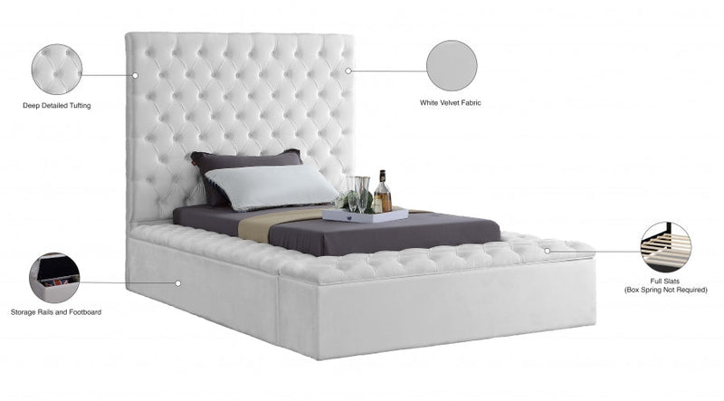 Bliss Velvet Twin Bed (3 Boxes) White - Gate FurnitureTwin Bed