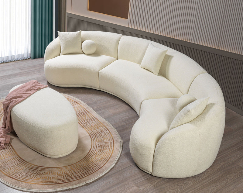 Bonita Ivory Boucle 3 - Piece Curved Sectional - Gate FurnitureSectional