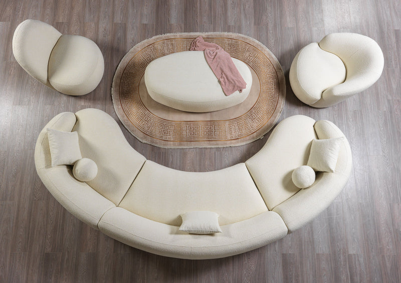 Bonita Ivory Boucle 3 - Piece Curved Sectional - Gate FurnitureSectional