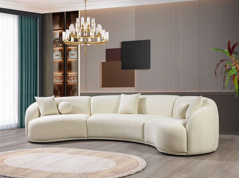 Bonita Ivory Boucle 3 - Piece Curved Sectional - Gate FurnitureSectional
