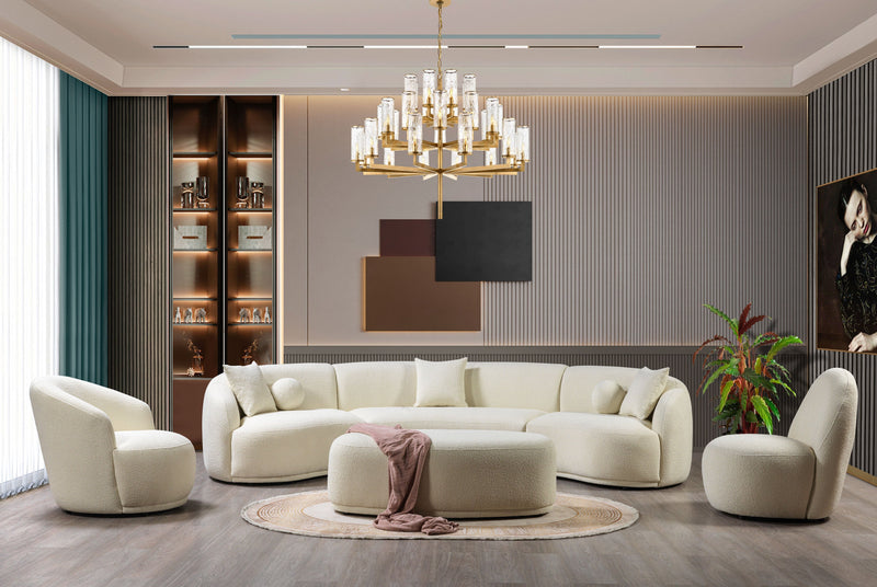 Bonita Ivory Boucle 3 - Piece Curved Sectional - Gate FurnitureSectional