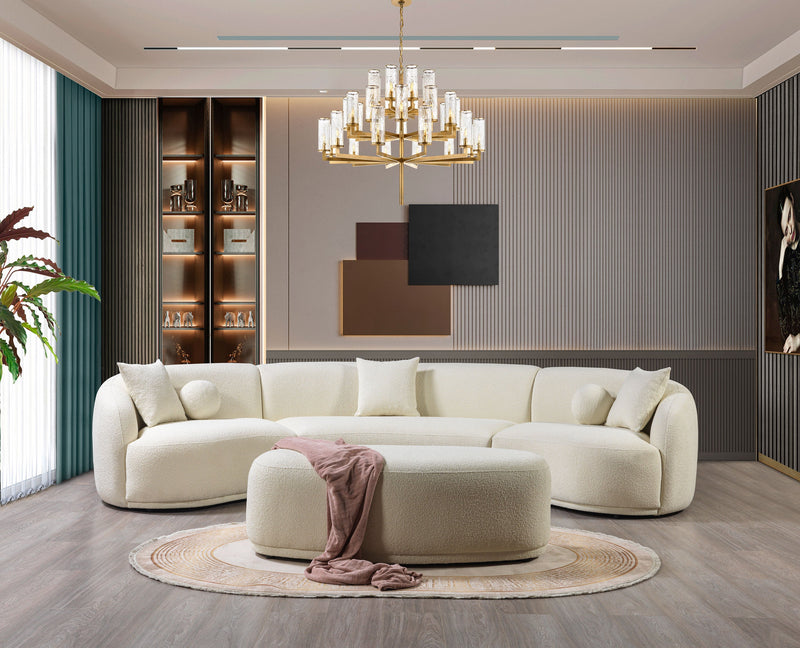 Bonita Ivory Boucle 3 - Piece Curved Sectional - Gate FurnitureSectional
