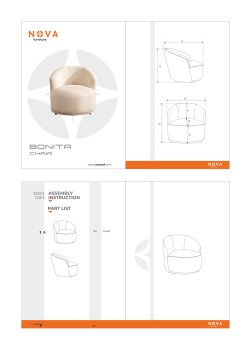 Bonita Ivory Boucle Accent Chair - BONITAIVORY-CHAIR
