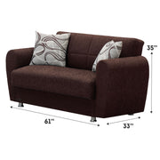 Boston 61 in. Convertible Sleeper Loveseat in Brown with Storage - Gate FurnitureLoveseat