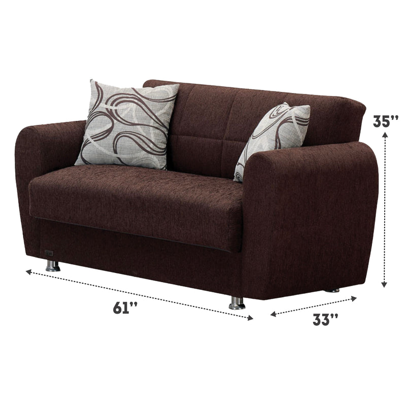 Boston 61 in. Convertible Sleeper Loveseat in Brown with Storage - Gate FurnitureLoveseat