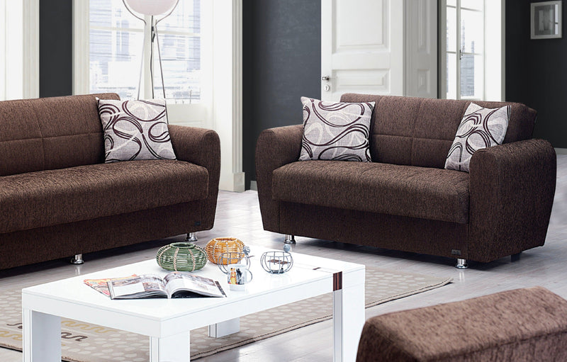 Boston 61 in. Convertible Sleeper Loveseat in Brown with Storage - Gate FurnitureLoveseat