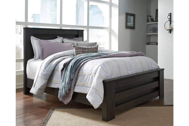 Brinxton Charcoal Queen Panel Bed - Gate FurnitureQueen Bed