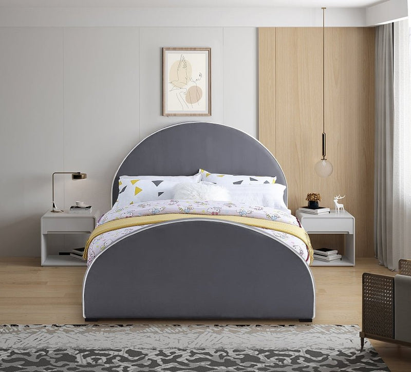 Brody Velvet King Bed Grey - Gate FurnitureKing Bed