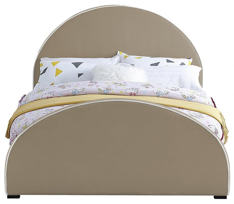 Brody Velvet Queen Bed Beige - Gate FurnitureQueen Bed