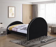 Brody Velvet Queen Bed Black - Gate FurnitureQueen Bed
