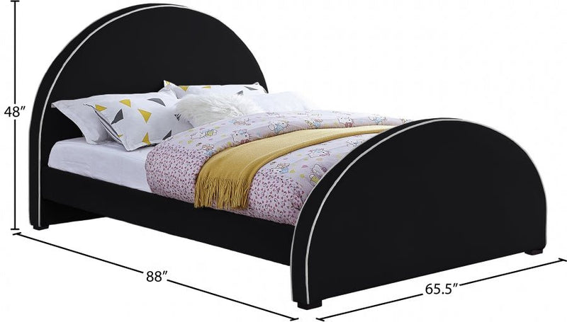 Brody Velvet Queen Bed Black - Gate FurnitureQueen Bed