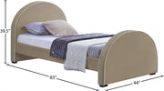 Brody Velvet Twin Bed Beige - Gate FurnitureTwin Bed