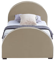 Brody Velvet Twin Bed Beige - Gate FurnitureTwin Bed