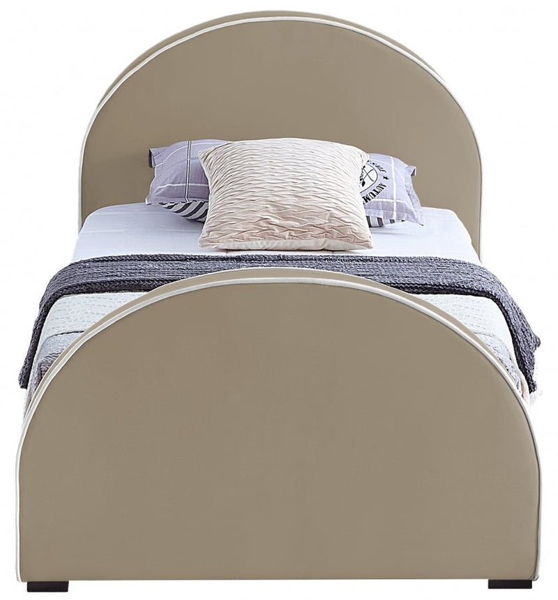 Brody Velvet Twin Bed Beige - Gate FurnitureTwin Bed
