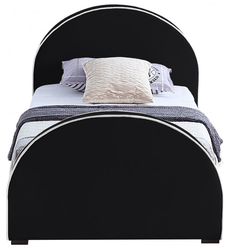 Brody Velvet Twin Bed Black - Gate FurnitureTwin Bed