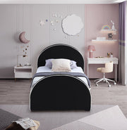 Brody Velvet Twin Bed Black - Gate FurnitureTwin Bed