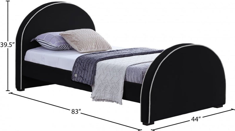 Brody Velvet Twin Bed Black - Gate FurnitureTwin Bed