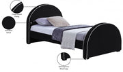 Brody Velvet Twin Bed Black - Gate FurnitureTwin Bed