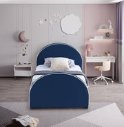 Brody Velvet Twin Bed Blue - Gate FurnitureTwin Bed