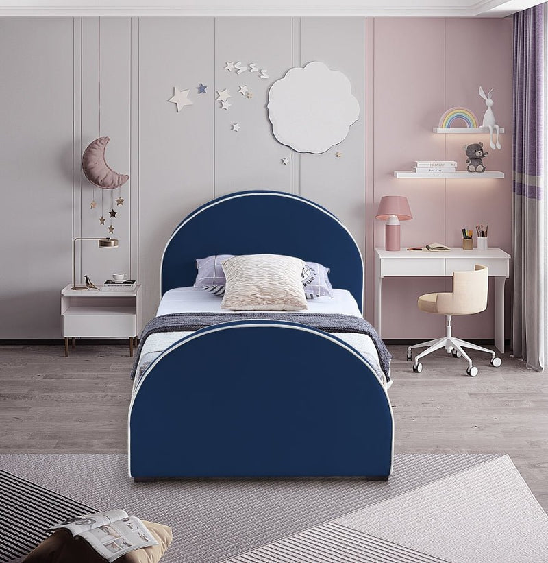 Brody Velvet Twin Bed Blue - Gate FurnitureTwin Bed