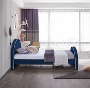Brody Velvet Twin Bed Blue - Gate FurnitureTwin Bed