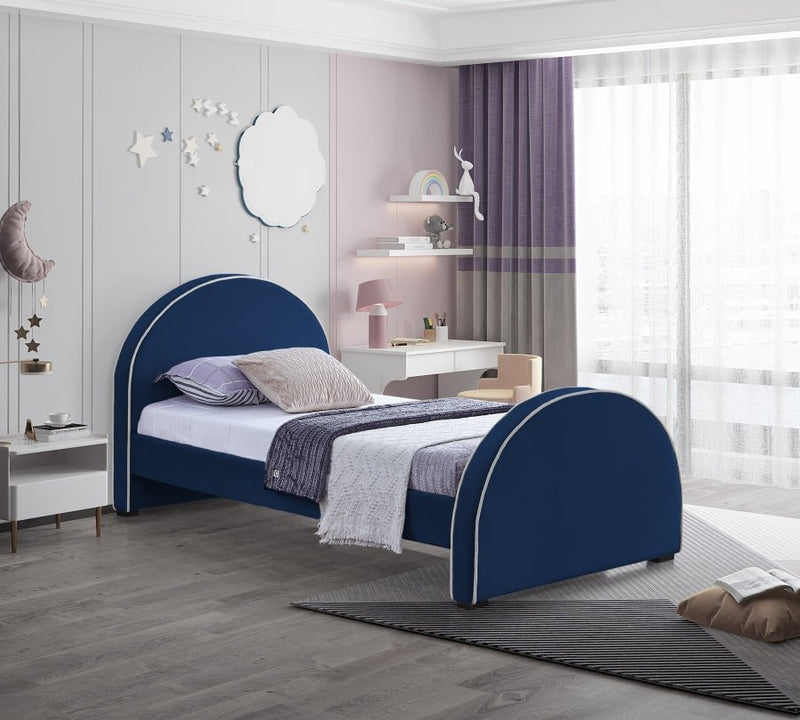 Brody Velvet Twin Bed Blue - Gate FurnitureTwin Bed