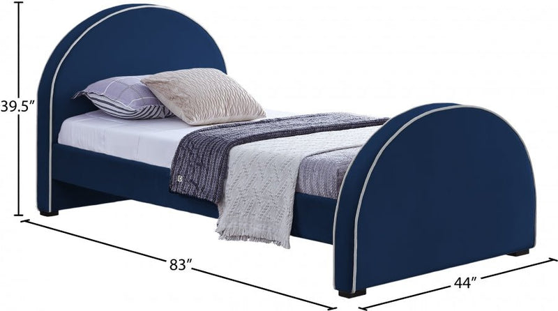Brody Velvet Twin Bed Blue - Gate FurnitureTwin Bed