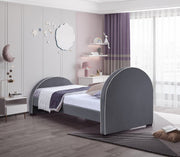 Brody Velvet Twin Bed Grey - Gate FurnitureTwin Bed