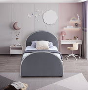 Brody Velvet Twin Bed Grey - Gate FurnitureTwin Bed