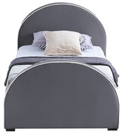 Brody Velvet Twin Bed Grey - Gate FurnitureTwin Bed