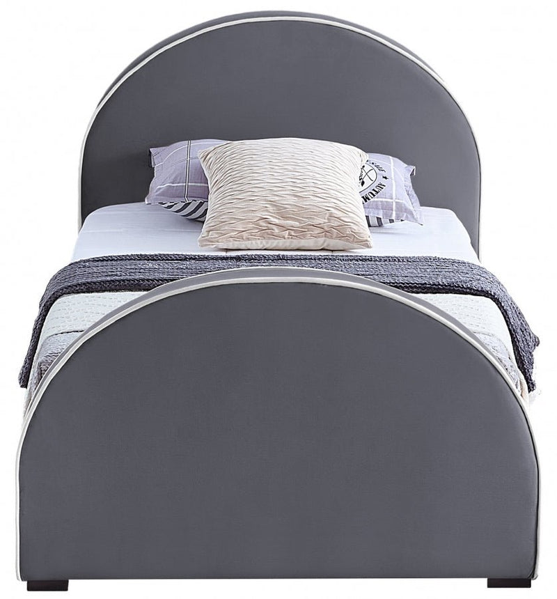 Brody Velvet Twin Bed Grey - Gate FurnitureTwin Bed