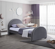 Brody Velvet Twin Bed Grey - Gate FurnitureTwin Bed