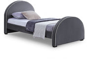 Brody Velvet Twin Bed Grey - Gate FurnitureTwin Bed