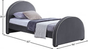 Brody Velvet Twin Bed Grey - Gate FurnitureTwin Bed