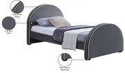 Brody Velvet Twin Bed Grey - Gate FurnitureTwin Bed