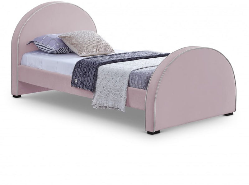 Brody Velvet Twin Bed Pink - Gate FurnitureTwin Bed
