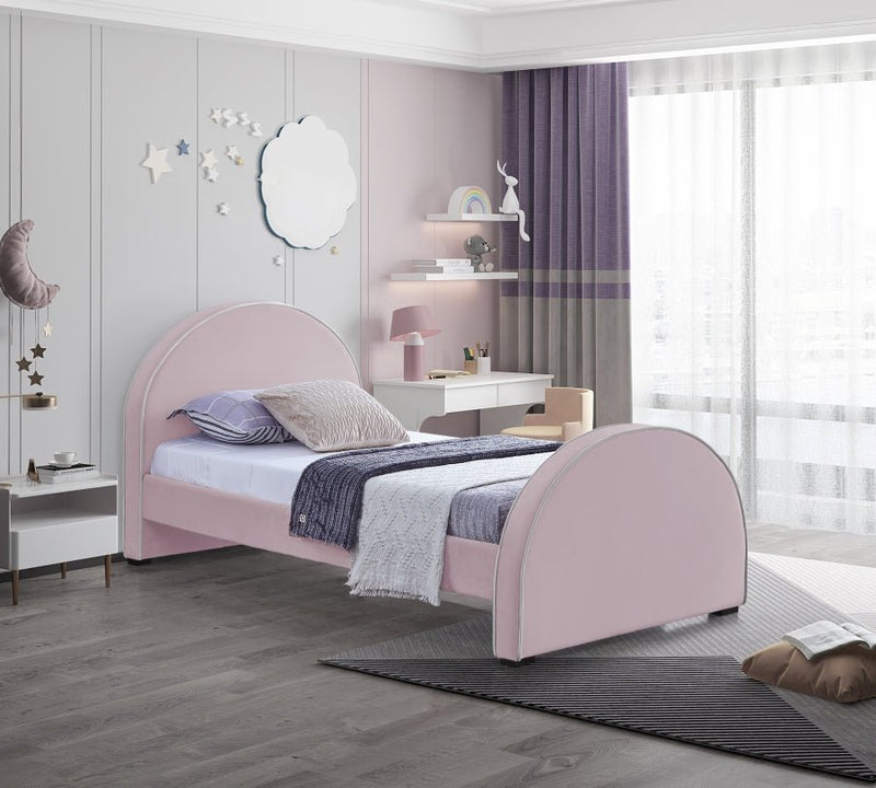 Brody Velvet Twin Bed Pink - Gate FurnitureTwin Bed