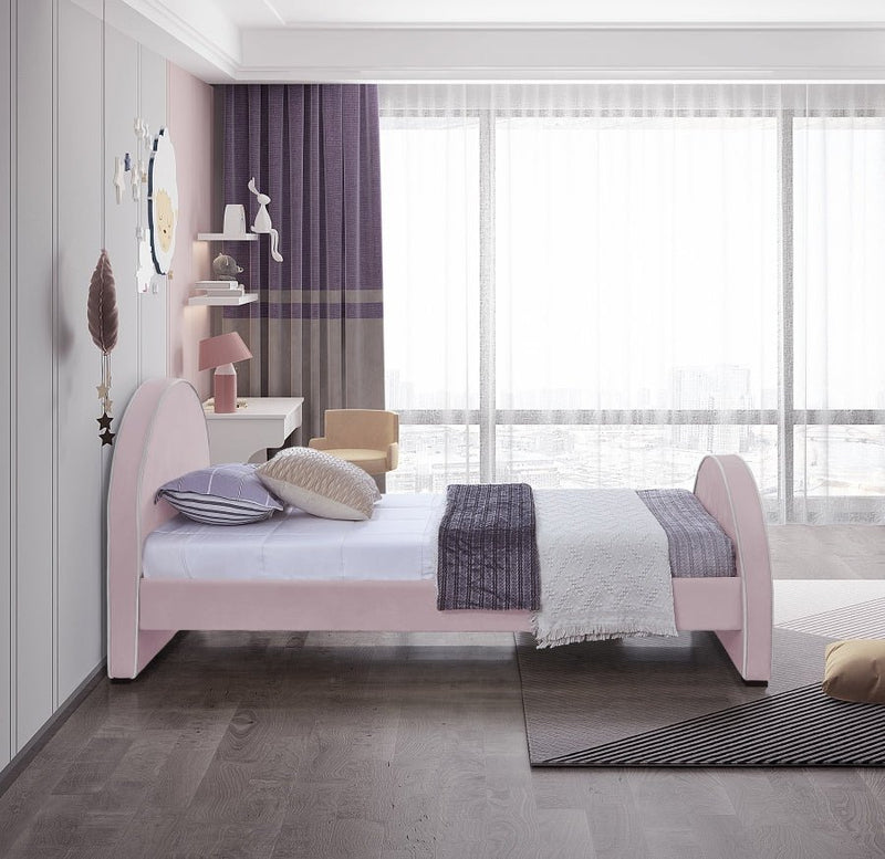 Brody Velvet Twin Bed Pink - Gate FurnitureTwin Bed