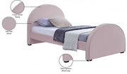 Brody Velvet Twin Bed Pink - Gate FurnitureTwin Bed
