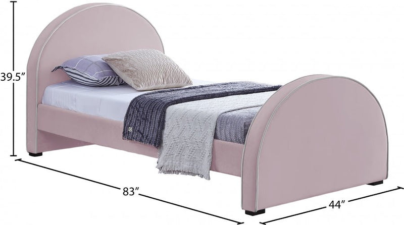 Brody Velvet Twin Bed Pink - Gate FurnitureTwin Bed