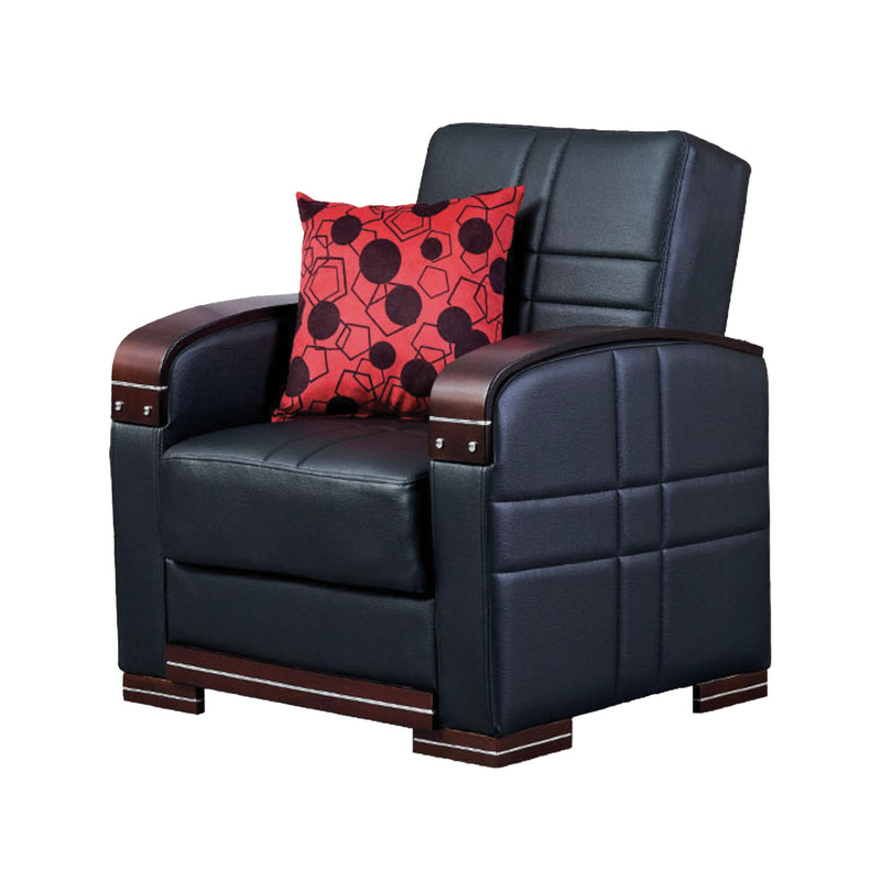Bronx 35 in. Convertible Sleeper Chair in Black with Storage - Gate FurnitureLiving Room Chair