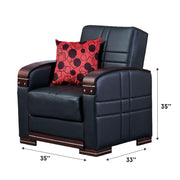 Bronx 35 in. Convertible Sleeper Chair in Black with Storage - Gate FurnitureLiving Room Chair