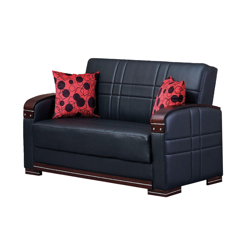 Bronx 63 in. Convertible Sleeper Loveseat in Black with Storage - Gate FurnitureLoveseat