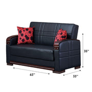 Bronx 63 in. Convertible Sleeper Loveseat in Black with Storage - Gate FurnitureLoveseat