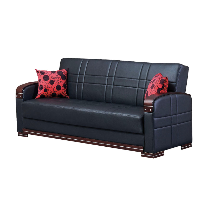 Bronx 89 in. Convertible Sleeper Sofa in Black with Storage - Gate FurnitureSleeper Sofa