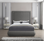 Brooke Linen Textured Fabric King Bed Grey - Gate FurnitureKing Bed