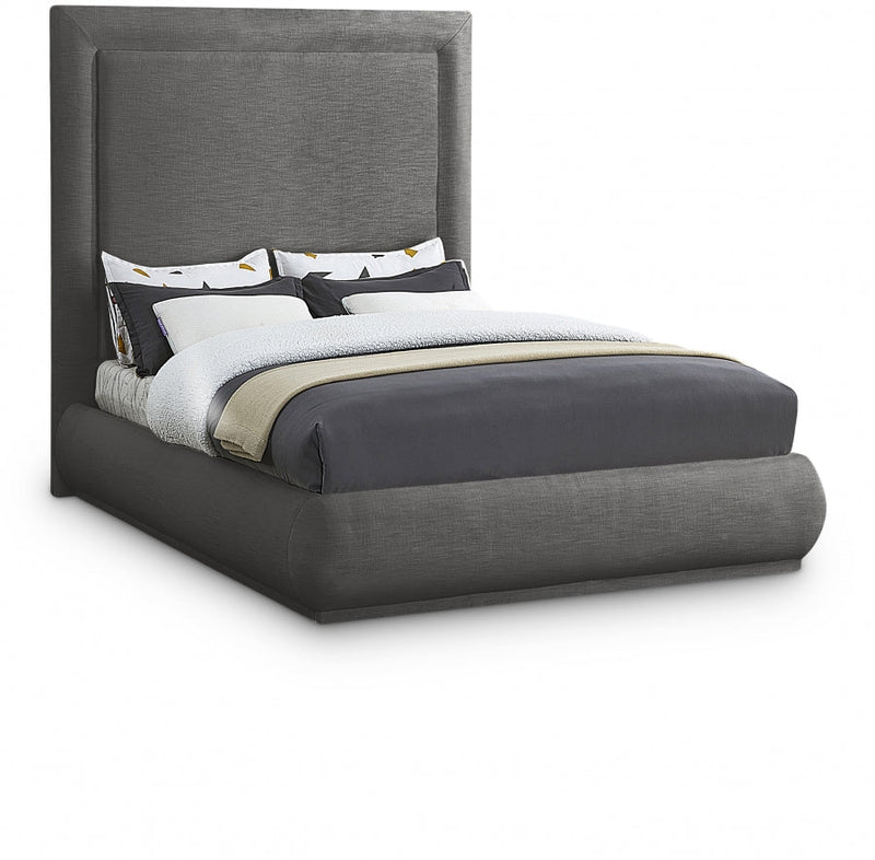 Brooke Linen Textured Fabric King Bed Grey - Gate FurnitureKing Bed