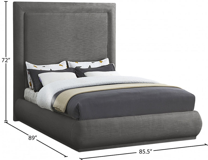 Brooke Linen Textured Fabric King Bed Grey - Gate FurnitureKing Bed
